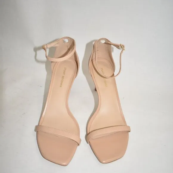 $500 STUART WEITZMAN Nudistcurve Ankle-strap Sandals LEATHER ADOBE 9.5 (PC2)