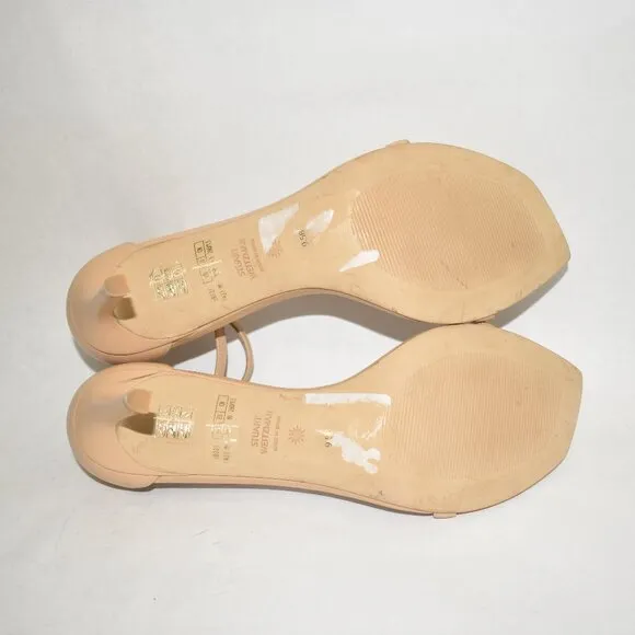 $500 STUART WEITZMAN Nudistcurve Ankle-strap Sandals LEATHER ADOBE 9.5 (PC2)