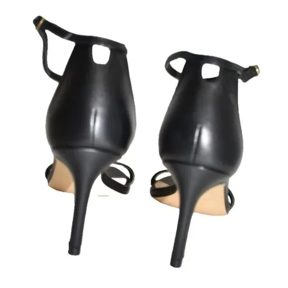 $500 STUART WEITZMAN Nudistcurve Ankle-strap Sandals LEATHER BLACK 5.5 (PC3)