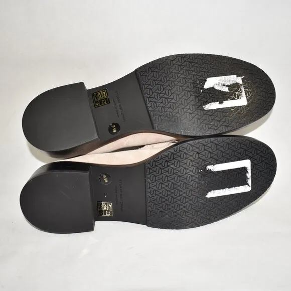$500 Stuart Weitzman Palmer Sleek Loafers SLIP ON STACKED SUEDE OAT 9.5 (PC1)