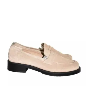 $500 Stuart Weitzman Palmer Sleek Loafers SLIP ON STACKED SUEDE OAT 9.5 (PC1)