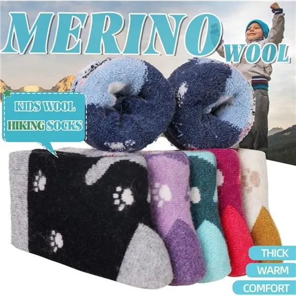 6 Pair, Kids Warm Hiking Thermal Winter Cozy Soft Thick Toddlers Crew Boot Socks