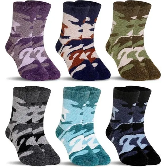 6 Pairs Kids Winter Thermal Warm Cozy Soft Toddler Thick Crew Socks