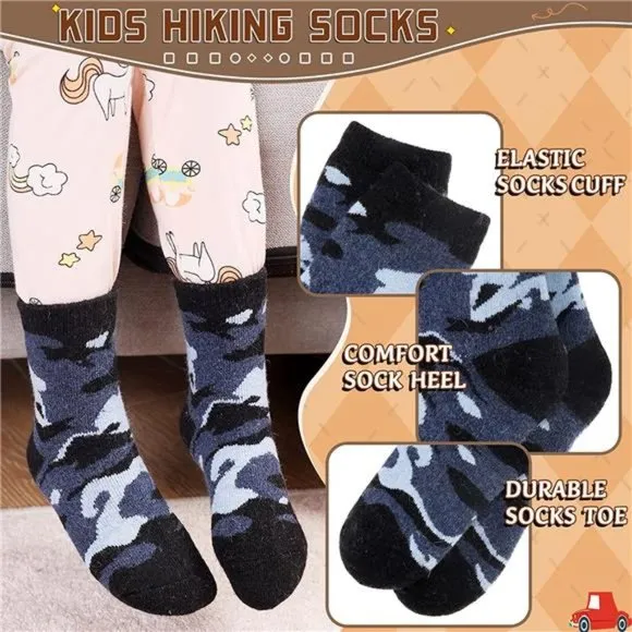 6 Pairs Kids Winter Thermal Warm Cozy Soft Toddler Thick Crew Socks
