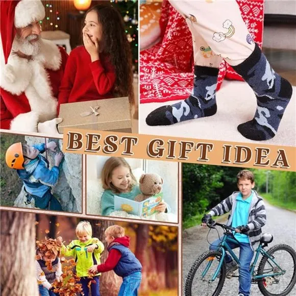 6 Pairs Kids Winter Thermal Warm Cozy Soft Toddler Thick Crew Socks