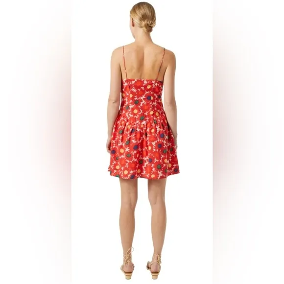 6 RHODE Rhonda Mini Dress in Red