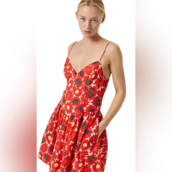 6 RHODE Rhonda Mini Dress in Red