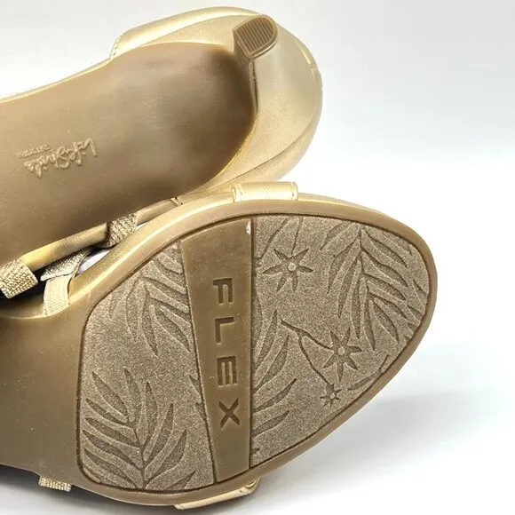 7.5W 7.5 WIDE WIDTH Lifestride Masquerade Platino Gold Dress Sandals Heels Shoes