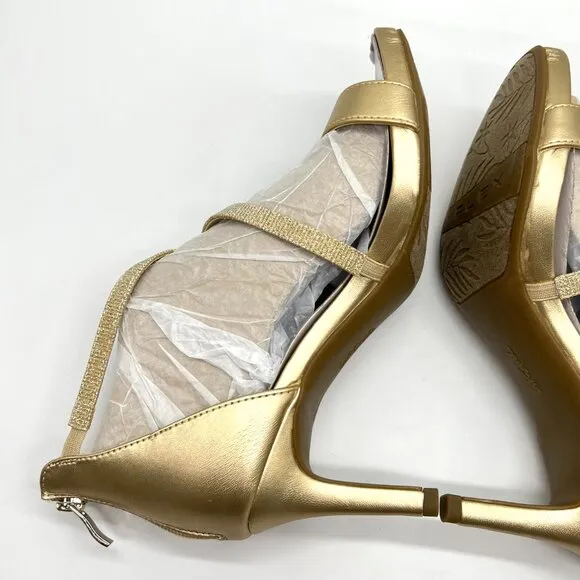 7.5W 7.5 WIDE WIDTH Lifestride Masquerade Platino Gold Dress Sandals Heels Shoes