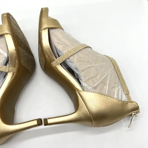 7.5W 7.5 WIDE WIDTH Lifestride Masquerade Platino Gold Dress Sandals Heels Shoes