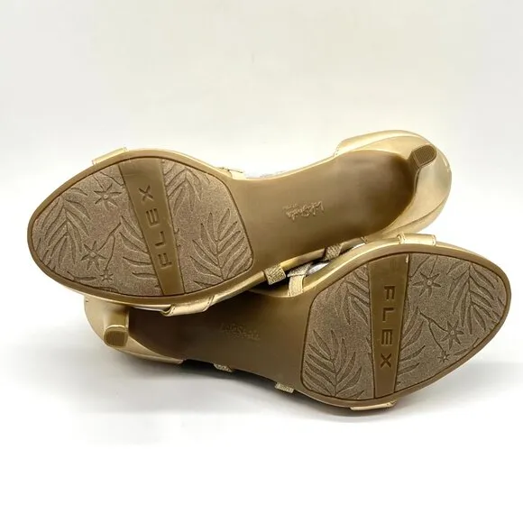 7.5W 7.5 WIDE WIDTH Lifestride Masquerade Platino Gold Dress Sandals Heels Shoes