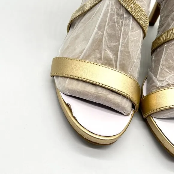 7.5W 7.5 WIDE WIDTH Lifestride Masquerade Platino Gold Dress Sandals Heels Shoes