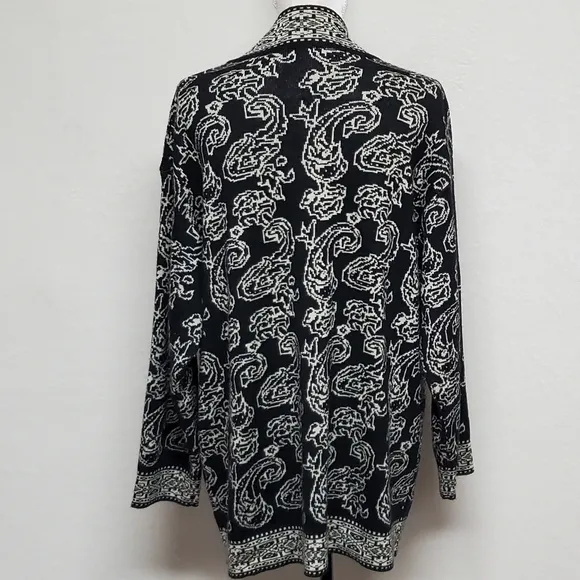 80s Vintage JNY Punk Paisley Mosaic Lambswool Knit Button Up Oversized Cardigan