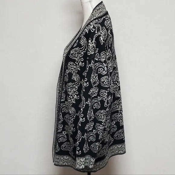 80s Vintage JNY Punk Paisley Mosaic Lambswool Knit Button Up Oversized Cardigan