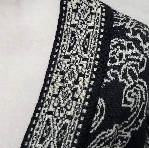 80s Vintage JNY Punk Paisley Mosaic Lambswool Knit Button Up Oversized Cardigan