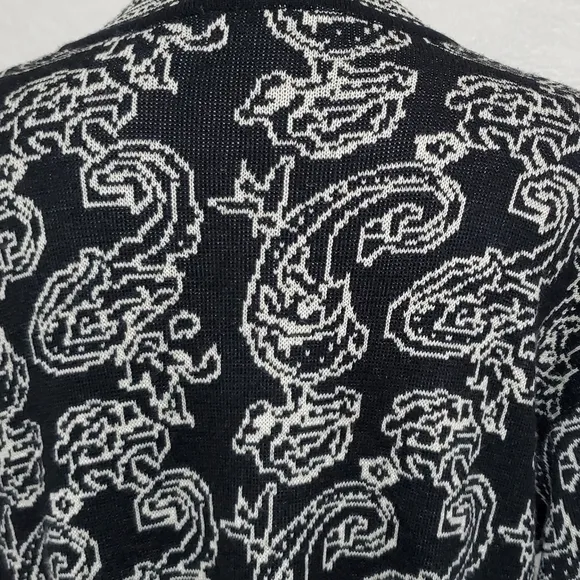 80s Vintage JNY Punk Paisley Mosaic Lambswool Knit Button Up Oversized Cardigan