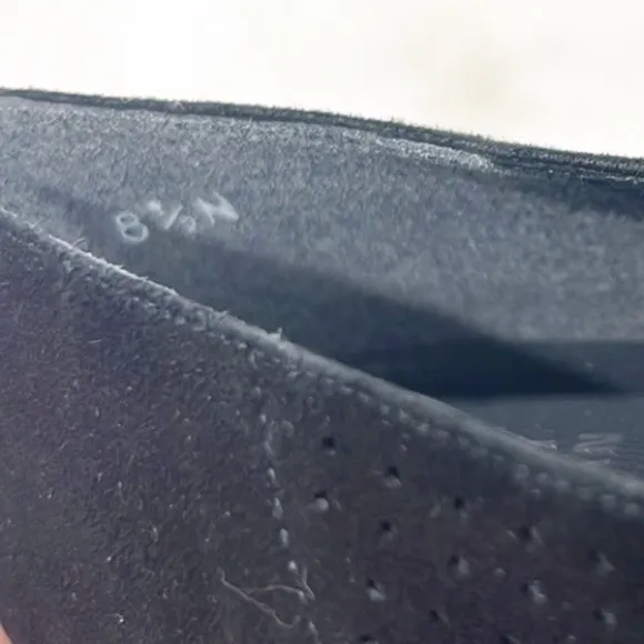 90s Vintage Stuart Weitzman Black Suede Perforated Loafers 8.5 Narrow