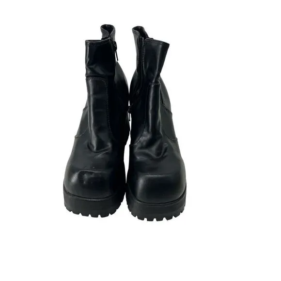 90’s Y2K Soho Black Chunky Heel Boots Sz 8.5 Goth Bratz Women’s