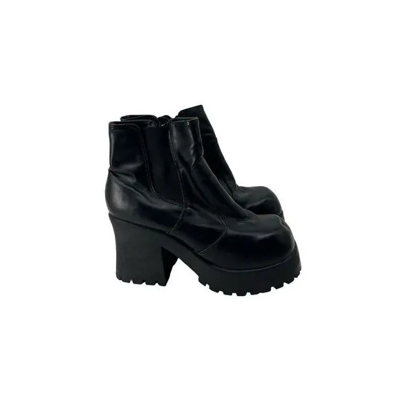 90’s Y2K Soho Black Chunky Heel Boots Sz 8.5 Goth Bratz Women’s