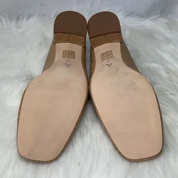 A/Anthropologie NWOT Hadley Tan Embossed Croc Penny Loafers Sz 9