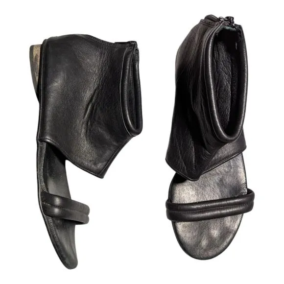 Abramey Artisan Handmade Black Leather Closed Back Open Toe Sandals Sz 39 8.5