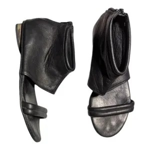 Abramey Artisan Handmade Black Leather Closed Back Open Toe Sandals Sz 39 8.5