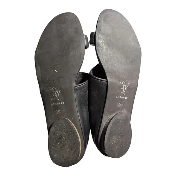 Abramey Artisan Handmade Black Leather Closed Back Open Toe Sandals Sz 39 8.5
