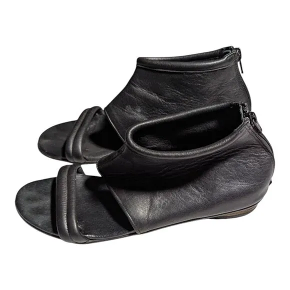 Abramey Artisan Handmade Black Leather Closed Back Open Toe Sandals Sz 39 8.5