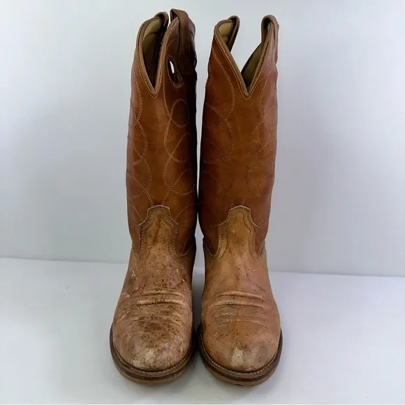 Acme Men's 4607 Brown Mid-Calf Almond Toe Cowboy Western Boots - Size 8.5D