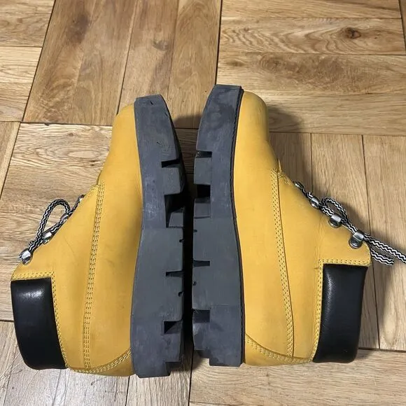 Acne Studios Boots Womens 37 Nubuck Suede Leather Yellow Platform Chunky Bootie
