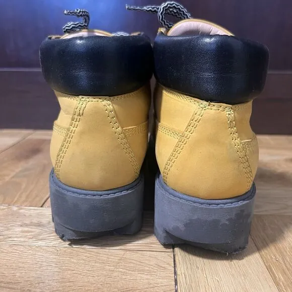 Acne Studios Boots Womens 37 Nubuck Suede Leather Yellow Platform Chunky Bootie