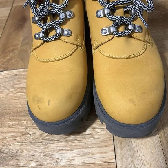 Acne Studios Boots Womens 37 Nubuck Suede Leather Yellow Platform Chunky Bootie