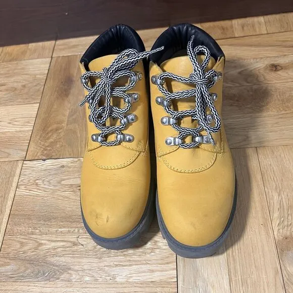 Acne Studios Boots Womens 37 Nubuck Suede Leather Yellow Platform Chunky Bootie
