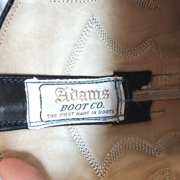 Adams Boot Co. Men's Dark Black Leather Western Classic Embroidered Cowboy Boots