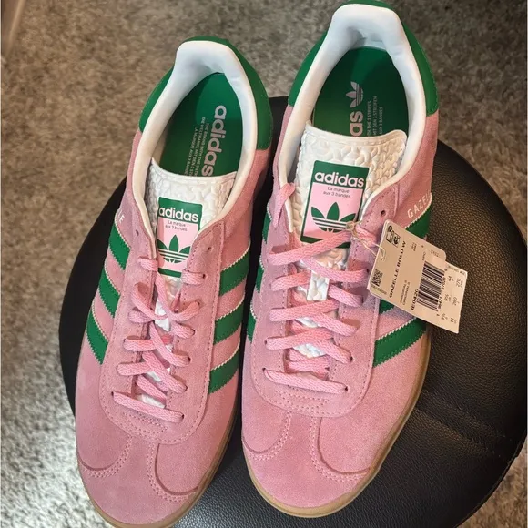 Adidas Gazelle Bold Pink and Green Platform Sneakers, 11 W