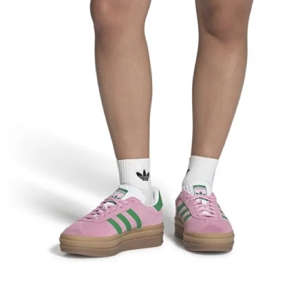 Adidas Gazelle Bold Pink and Green Platform Sneakers, 11 W