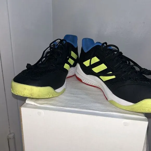 Adidas Indoor Court Sneakers Black/Neon Yellow Athletic Training Shoes