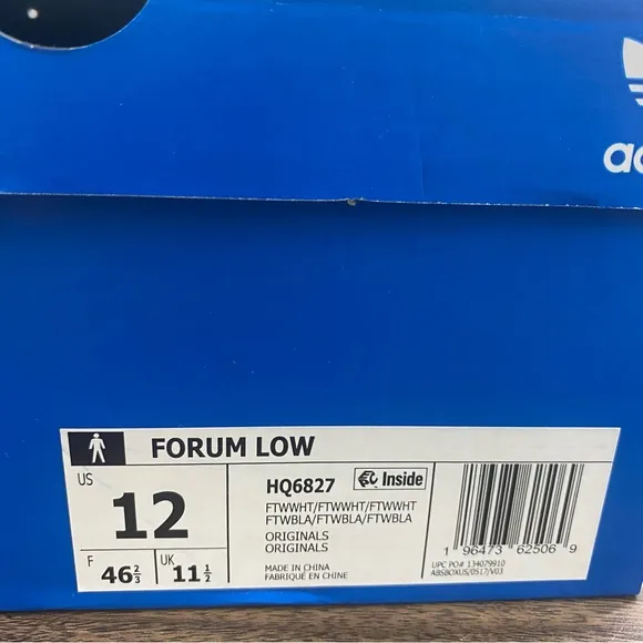 adidas Originals Forum Low classic triple white sneakers  HQ6827 Men’s Size 12