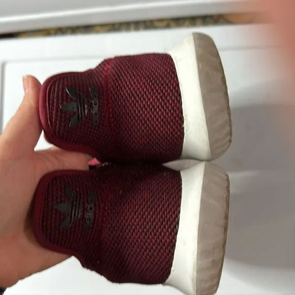 Adidas Originals  Men's Tubular Shadow Athletic Sneakers in Burgundy Size 10.5