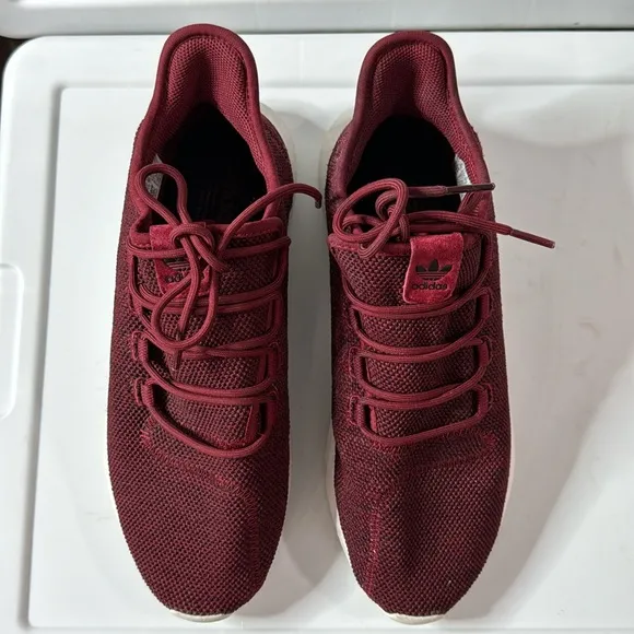 Adidas Originals  Men's Tubular Shadow Athletic Sneakers in Burgundy Size 10.5