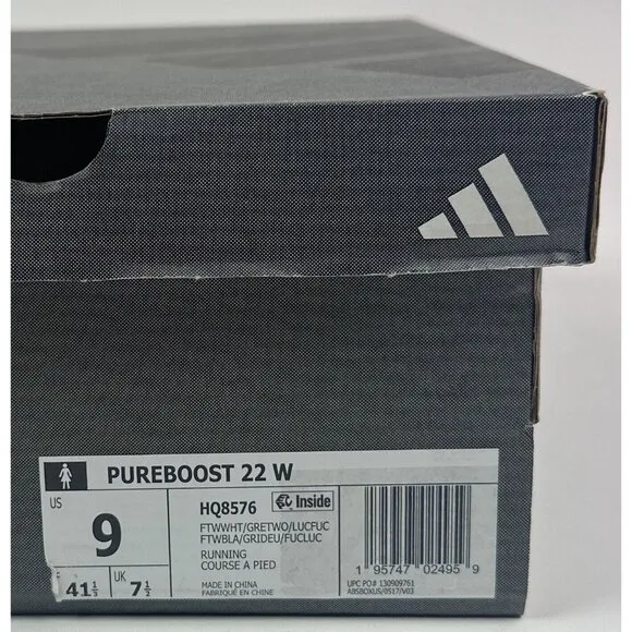 adidas Pureboost 22 W Womens White Mesh Upper Running Shoes Sneakers HQ8576