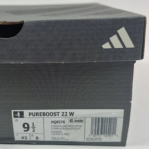 adidas Pureboost 22 W Womens White Mesh Upper Running Shoes Sneakers HQ8576