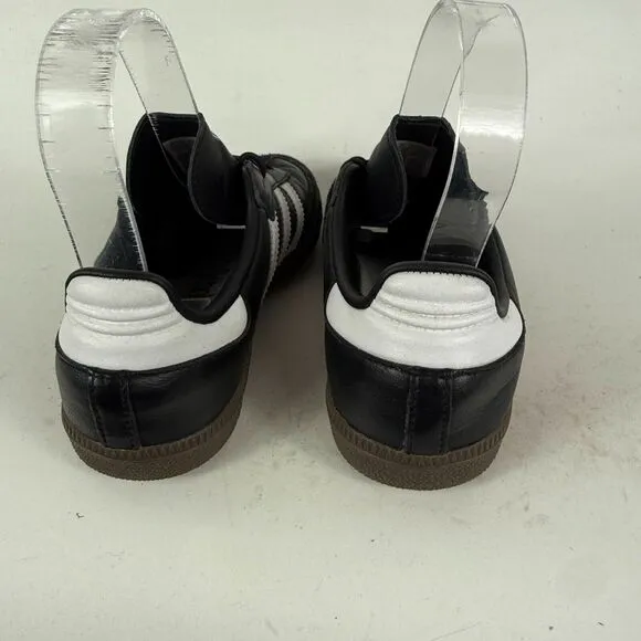 Adidas Samba OG Sneakers Kids 2 Black Leather Lace Up Low Top Running Shoes