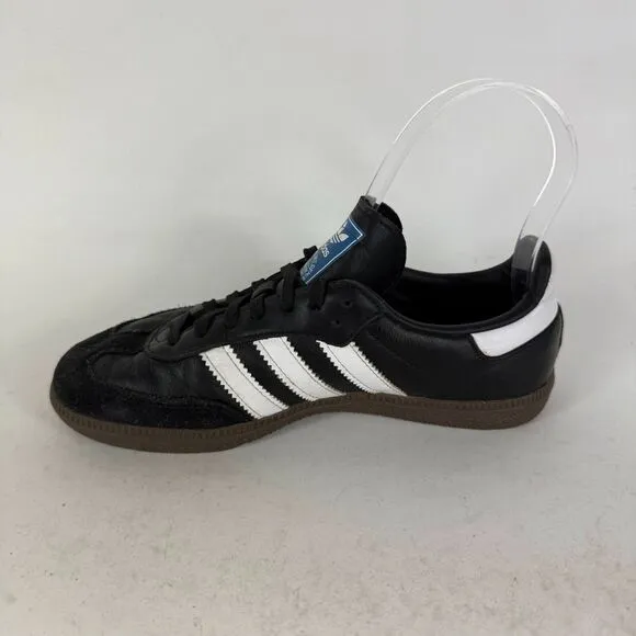 Adidas Samba OG Sneakers Kids 2 Black Leather Lace Up Low Top Running Shoes