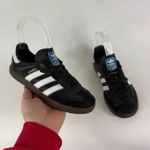 Adidas Samba OG Sneakers Kids 2 Black Leather Lace Up Low Top Running Shoes