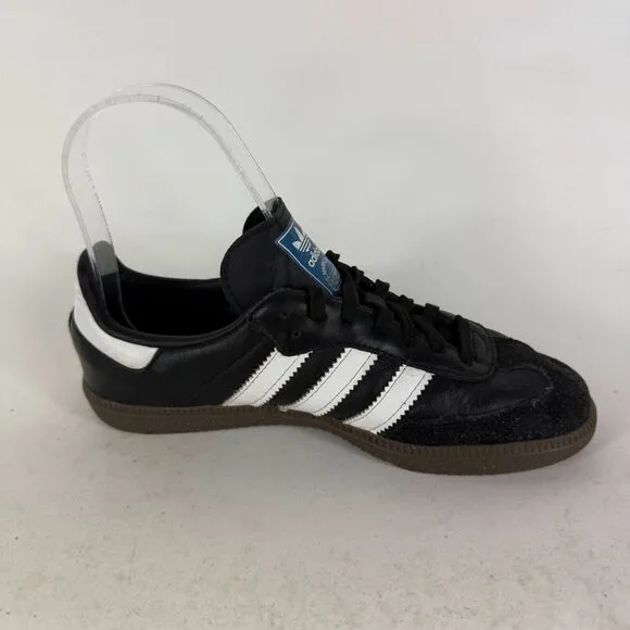 Adidas Samba OG Sneakers Kids 2 Black Leather Lace Up Low Top Running Shoes