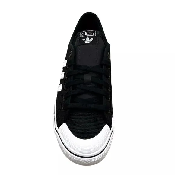 adidas Youth Boys Nizza Sneakers Size 6 Black White Canvas Vintage Hoops Style