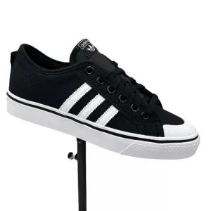 adidas Youth Boys Nizza Sneakers Size 6 Black White Canvas Vintage Hoops Style