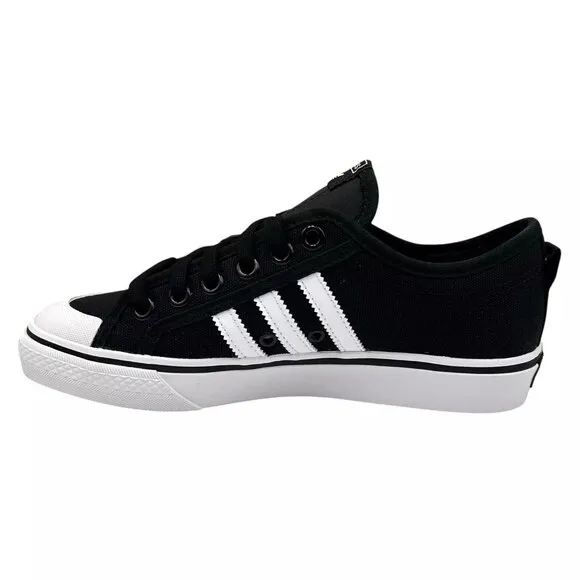 adidas Youth Boys Nizza Sneakers Size 6 Black White Canvas Vintage Hoops Style