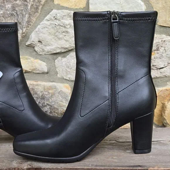 Aerosoles Women's Cinnamon Mid Calf Boots Black Size 8.5 Faux Leather Ortholite